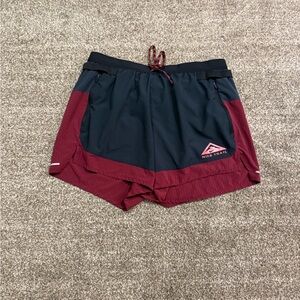 Nike Men's Trail Running Shorts - Red and Dark Blue